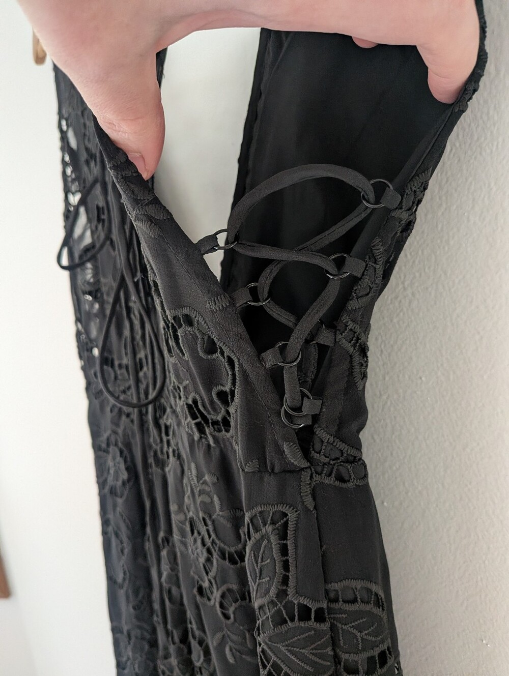 NWT! Free People Catalina Broderie Anglaise Black Lace Maxi Dress Size 6 - Picture 11 of 12